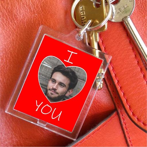 I Love You Red Heart Keyring - Portrait