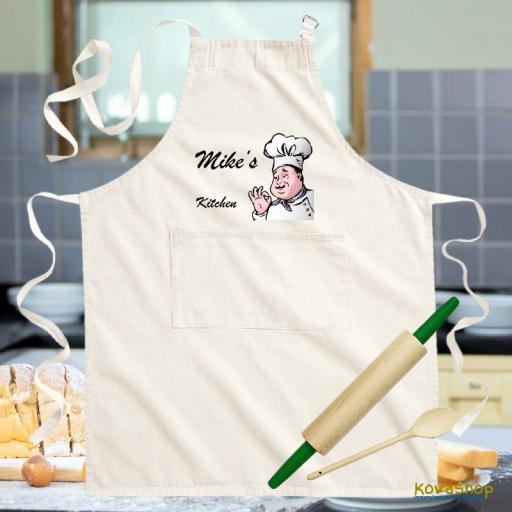 Adults Natural Cotton Apron Printed Full Colour