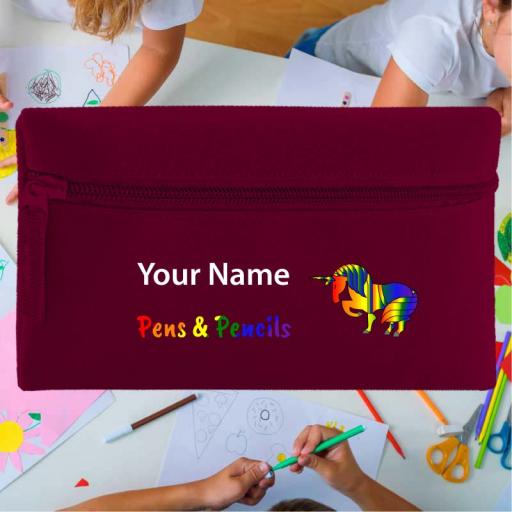 Rainbow Unicorn Pencil Case with Printed Name