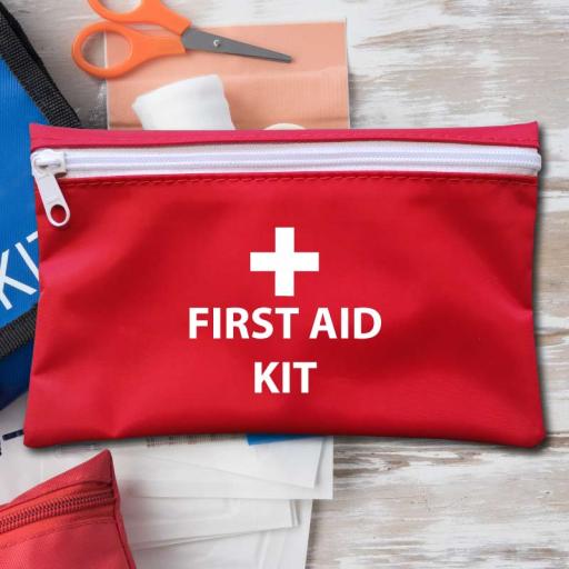 First Aid Kit Zipped Pouch Red UK Made.jpg